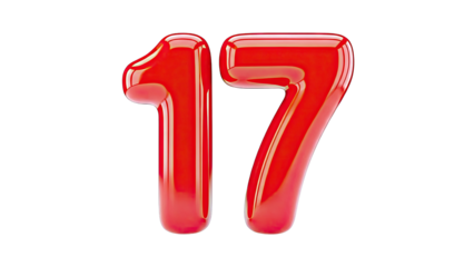 Shiny Red Number 17 Balloon