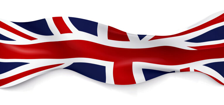 banner with the british flag on a transparent background,	
