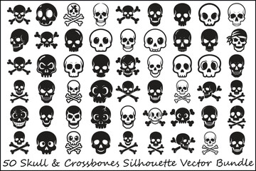 Skull & Crossbones Silhouette Vector Bundle