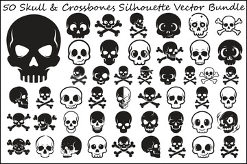 Skull & Crossbones Silhouette Vector Bundle