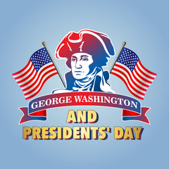 George Washington, Happy President's Day. Banner vector illustration