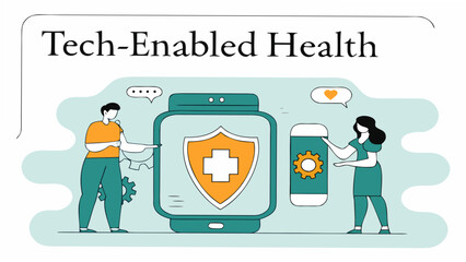Modern healthcare technology with medical shield on smartphone