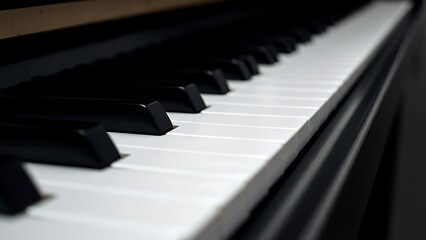Naklejka premium octet. Close-up of piano keys in black and white pattern, elegant musical instrument detail. lifestyle magazines, social media lookbooks, designed for influencer and brand collaborations.