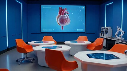 Demonstration of heart anatomy in an interactive learning space with advanced technology and robotics - Powered by Adobe