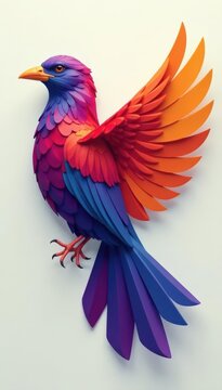 Geometric bird shape with recursive branching details , pattern, lines