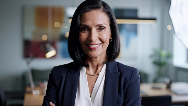 Professional Business Woman Portrait Headshot Executive Leadership Success Confidence Corporate Identity Diversity Inclusion Mature Female Leader Stock Video Footage