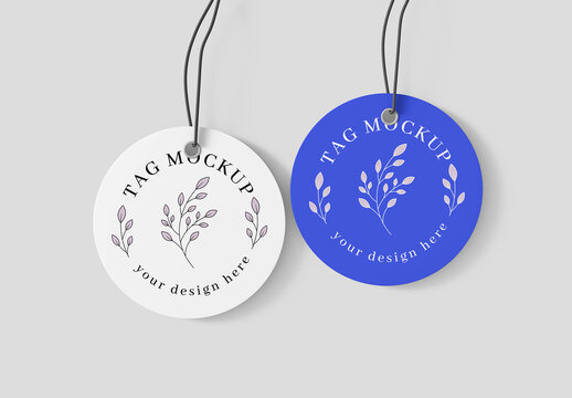 Round Decorative Clothes Label Tag Mockup