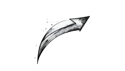A stylized black and white illustration of a curved upward arrow against a dark backdrop