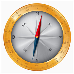 Detailed vector illustration of golden compass