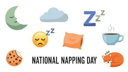 National Napping Day Celebration with Sleepy Icons.