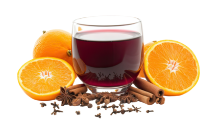 Warm mulled wine with oranges and spices