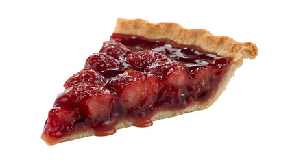 Mulled wine poached pear pie slice with deep red spiced glaze for national pie day celebration