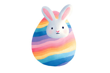 Obraz premium Rainbow striped easter egg bunny illustration