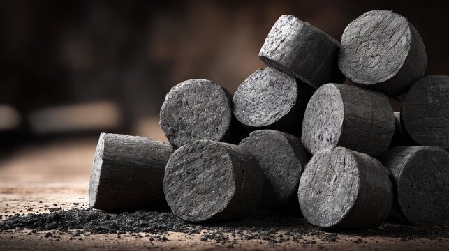 Charcoal briquettes stack