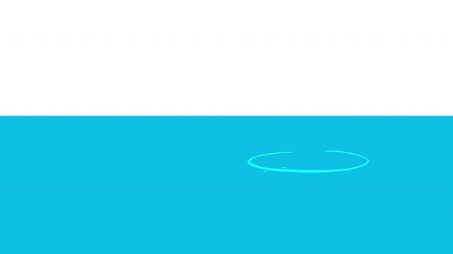 Ripple circle waves on blue water or liquid surface. Cartoon looping 2d animation for river, sea or lake background.
