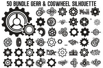 Gear & Cogwheel Silhouette Vector Bundle