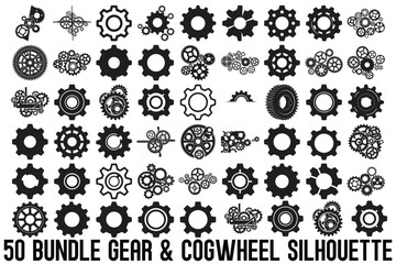 Gear & Cogwheel Silhouette Vector Bundle