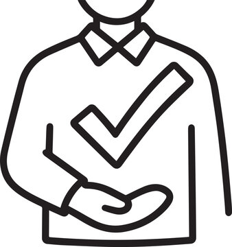 A Line Art of a person with check mark, concept of guarantee or approval, ideal for themes of affirmation, confidence, and validation.