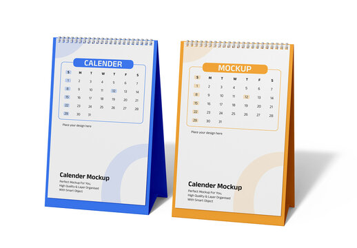 Spiral Table Desk Calender Mockup