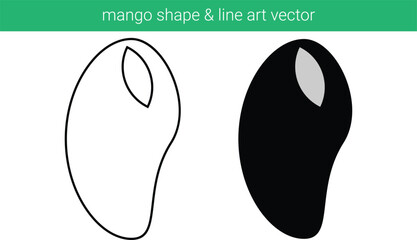 Mango shape fine art vector illustration in black and white