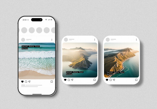 Social Media Post Mockup with Phone