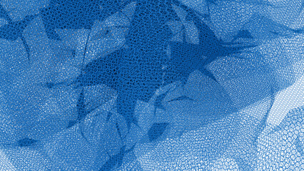 3D render: abstract blue fabric texture on transparent background, high quality, png file