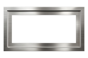 rectangular frame crafted from polished metal bars with smooth reflective surfaces and clean modern geometric structure