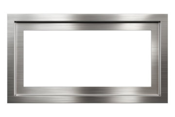 rectangular frame crafted from polished metal bars with smooth reflective surfaces and clean modern geometric structure