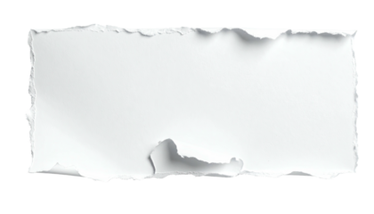 A torn rectangular piece of white paper against a stark black background