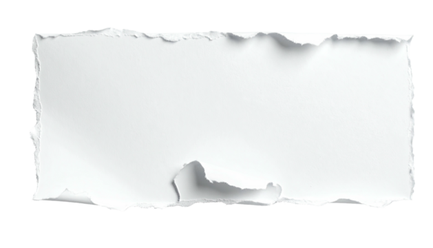 A torn rectangular piece of white paper against a stark black background - Powered by Adobe