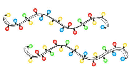 Colorful holiday lights in wavy pattern