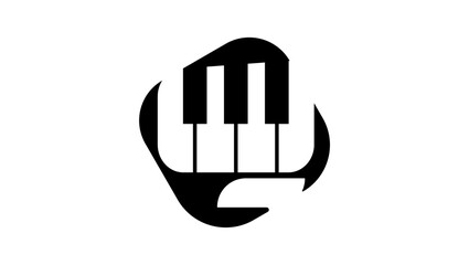 Music Punch symbol, black isolated silhouette