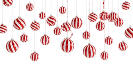Red and white striped ornaments hanging