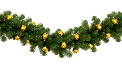 Elegant christmas garland with golden ornaments