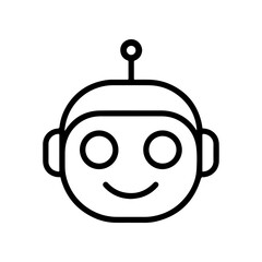 Obraz premium AI Robot Face Line Icon Artificial Intelligence Chatbot Symbol