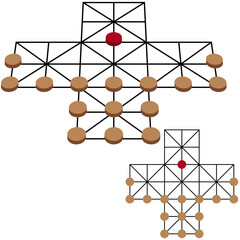 Fox and Geese game vector.