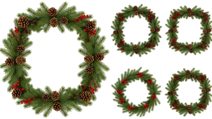 Collection of handcrafted pinecone wreaths