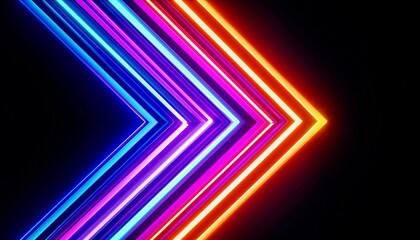 Vibrant Neon Glow Chevron Arrows Blue Pink Orange Futuristic Abstract Wallpaper