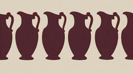 flagons. Dark brown elliptical silhouettes of flagons with spouts on light background. bar promotions, beverage menus, designed for product packaging and bar promotions, used by video editors.