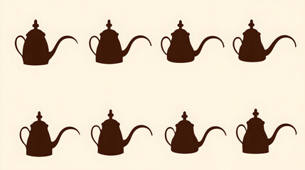 flagons. Dark brown elliptical silhouettes of flagons with spouts on light background. bar promotions, beverage menus, designed for product packaging and bar promotions, used by video editors.