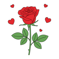 Happy Valentine&rsquo;s Day Red Rose Love Flower Romantic Rose Valentine Illustration