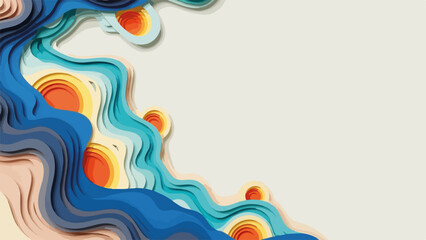 Colorful Paper Cut Waves with Abstract Layered Design for Australia Day Festival Posters, Event Flyers, Graphic Art, and Creative Branding Materials