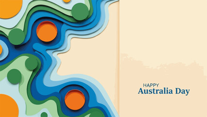 Colorful Paper Cut Design Celebrating Australia Day with Vibrant Shapes and Soft Background for Festive Posters, Event Promotions, and Holiday Greetings