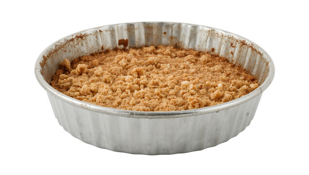 National pie day rustic metal pie tin with bakedon crumbs and worn texture closeup for homemade dessert theme