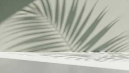 Soft palm leaf shadows on textured surface calm ambiance
