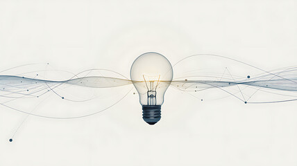 Innovative light bulb with glowing filament and dynamic network connections