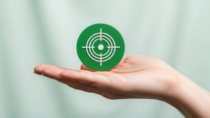 Target icon on palm representing goals and strategy