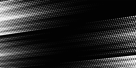 White halftone banner template design with abstract speed lines style. Halftone white color pattern with dots and grunge texture background. Pop art comic with sporty style with white and black dots