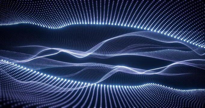 digital particle wave big data visualization background loop animated
