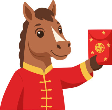 Chinese New Year of the Horse Cute Cartoon Mascot Vector Set